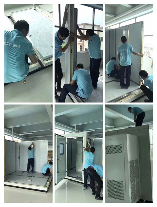 品質源于細節，細節決定成敗! 質量鑄就品牌，正航精益求精! 立足中國，走向國際，正航人在路上！[拳頭]。直播客戶現場安裝大型步入式恒溫恒濕室。